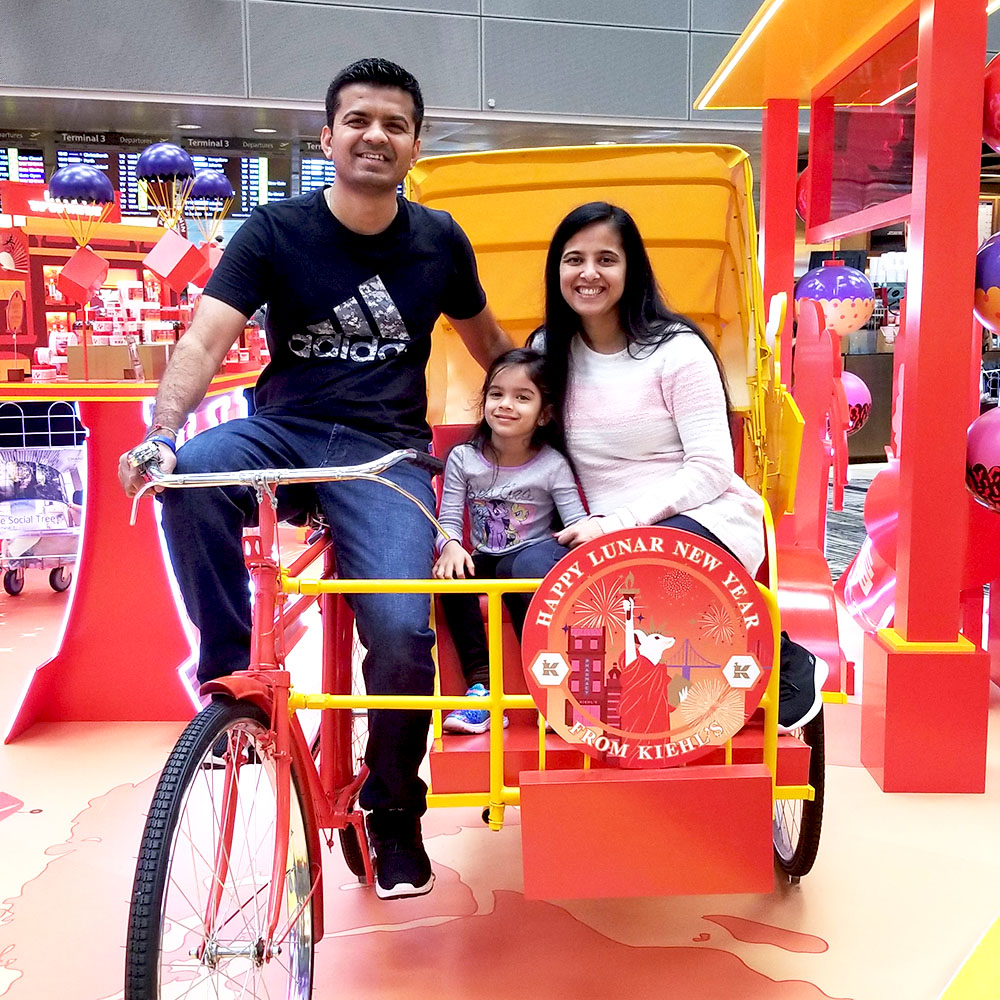 Jinesh with his wife and daughter